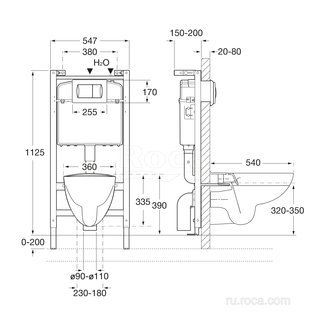 ПЭК Roca Victoria 893100000 подвесная чаша + инсталляция + сиденье + панель смыва