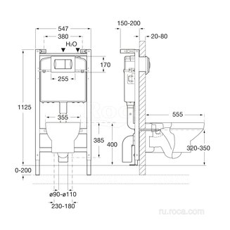 ПЭК Roca Mateo 893100010 подвесная чаша + инсталляция + сиденье + панель смыва