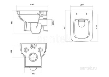 ПЭК Santek Нео 1WH501758 подвесная чаша rimless + инсталляция + сиденье Slim, SoftClose +панель белая