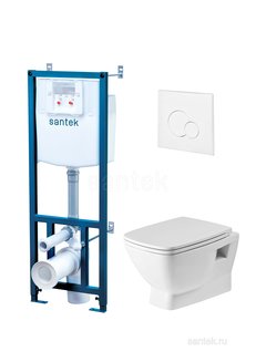 ПЭК Santek Нео 1WH501758 подвесная чаша rimless + инсталляция + сиденье Slim, SoftClose +панель белая