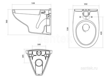 ПЭК Santek Бореаль 1WH501544 подвесная чаша + инсталляция +сиденье SoftClose +панель хром