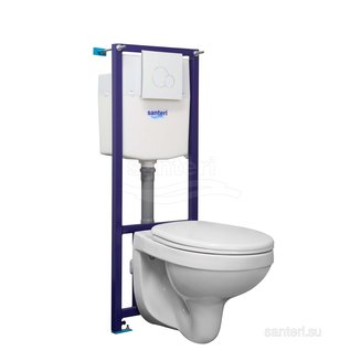 ПЭК Santeri Альфа 1.3815.9.S00.00B.2 подвесной унитаз + инсталляция + панель белая + сиденье ПП