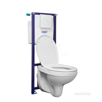 ПЭК Santeri Альфа комфорт 1.3816.4.S00.00B.2 подвесной унитаз + инсталляция + панель белая + сиденье ПП SC